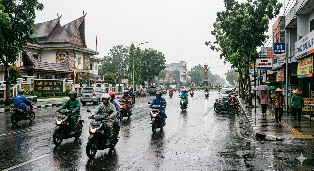 Prakiraan Cuaca Kalteng: Rerata Hujan Ringan, Waspada di Palangka Raya dan Pulang Pisau