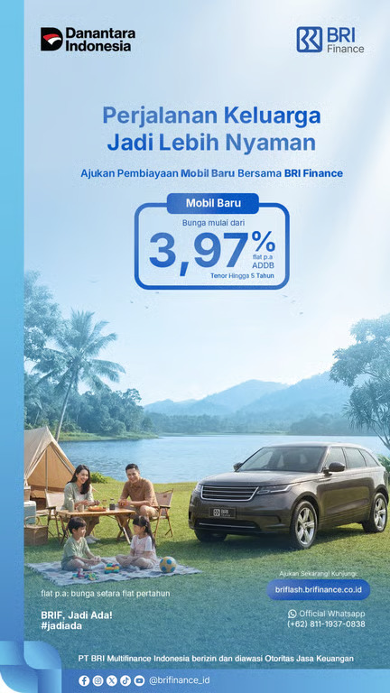 Perjalanan Keluarga Jadi Lebih Nyaman, BRI Finance Hadirkan Pembiayaan Mobil Baru dengan Bunga Mulai 3,97%
