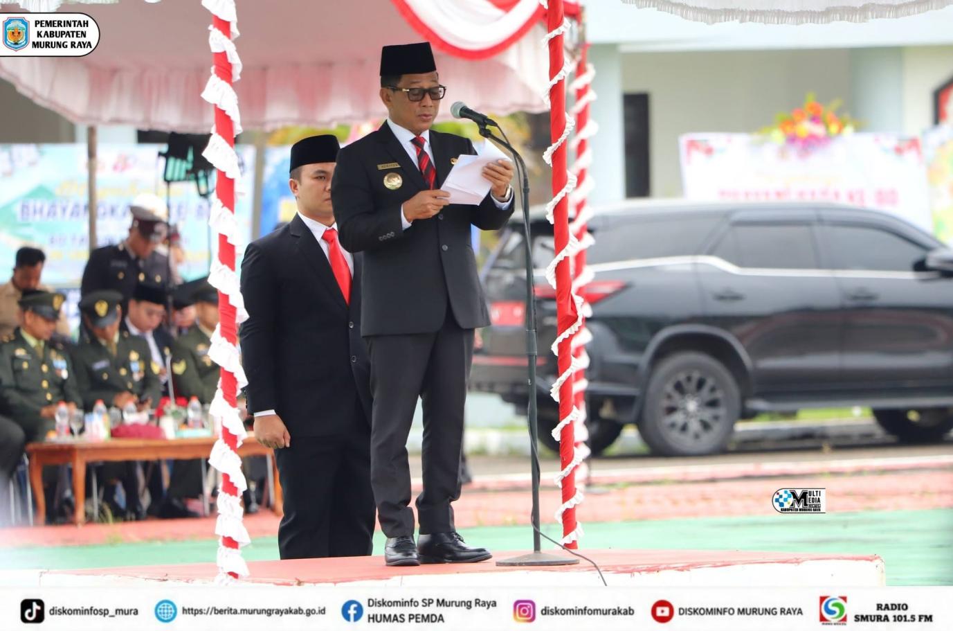 Bupati Heriyus Pimpin Upacara Hari Bhayangkara ke-80 di Murung Raya
