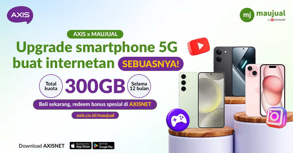 Maujual Gandeng AXIS Hadirkan Promo Smartphone 5G Bekas dengan Bonus Kuota