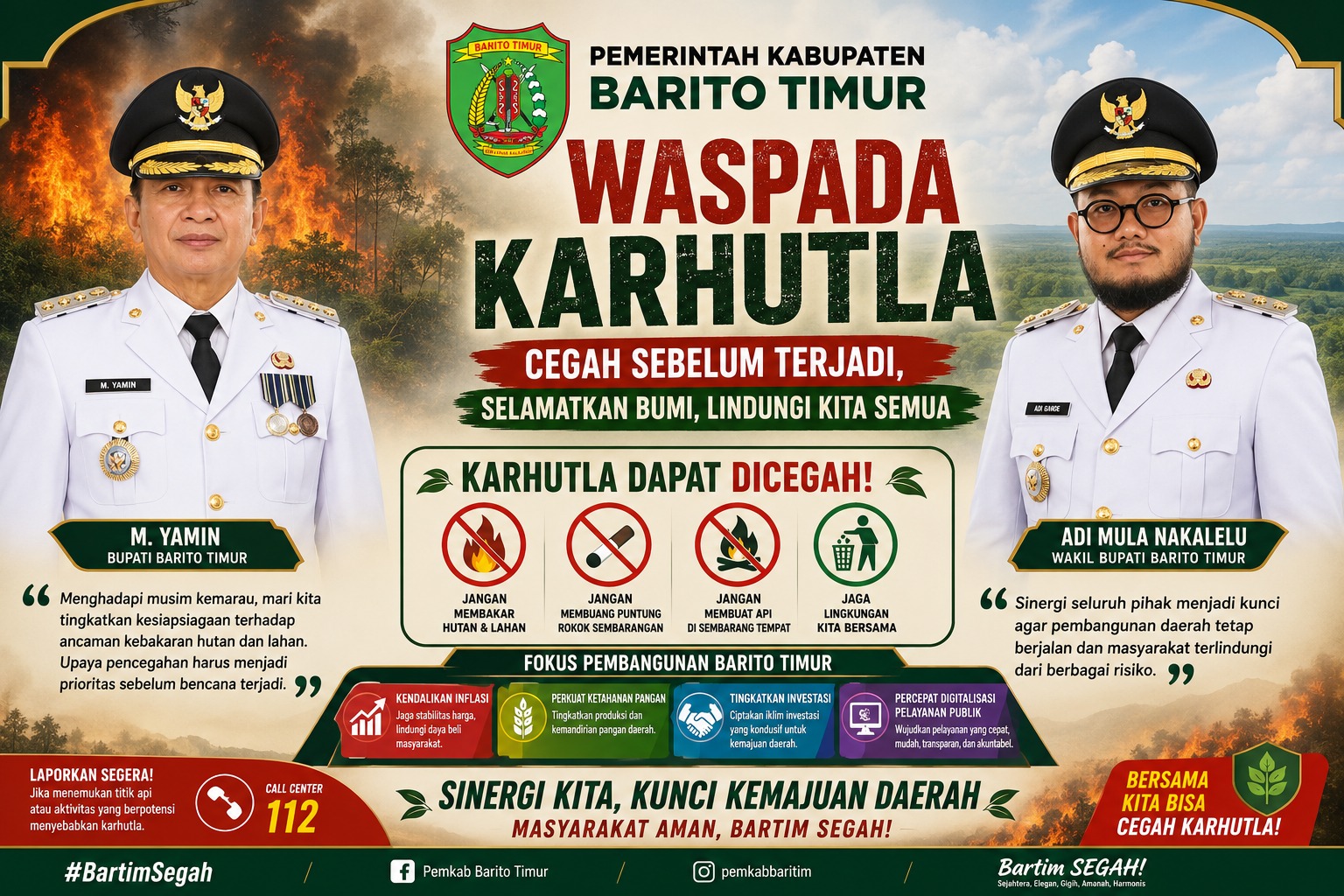 Bupati Barito Timur M. Yamin Ingatkan Kesiapsiagaan Karhutla