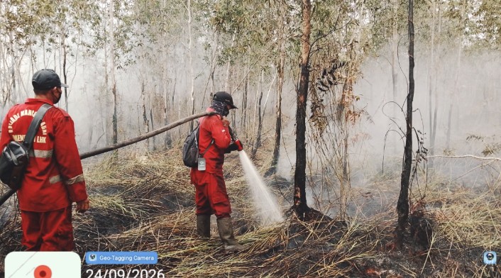 Manggala Agni dan Tim Gabungan Padamkan Karhutla di Batu Nindan