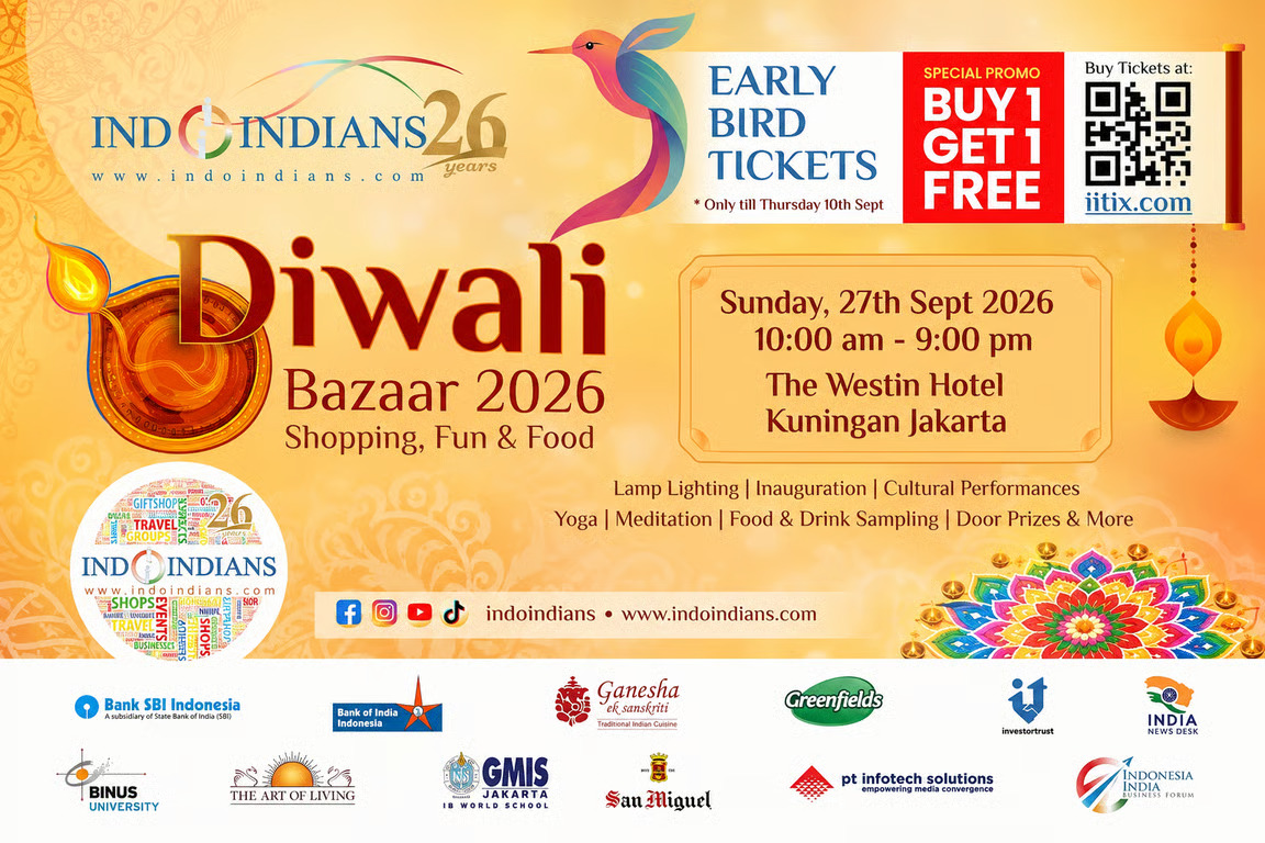 Satu Bulan Menuju Indoindians Diwali Bazaar 2026, Tiket Early Bird Buy 1 Get 1 Free Resmi Dibuka