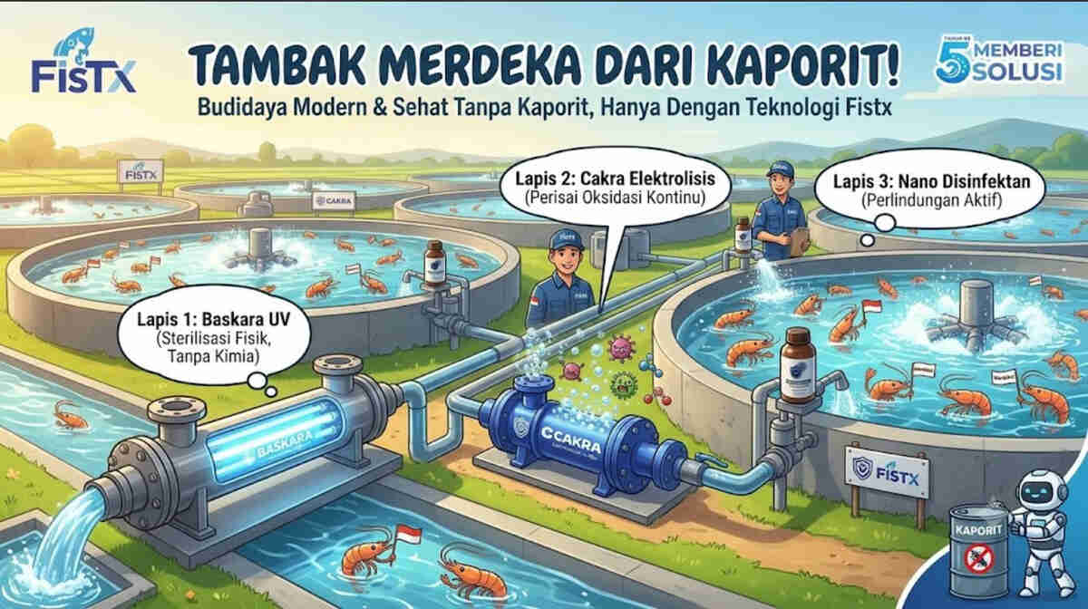 TAMBAK MERDEKA DARI KAPORIT DAN BAHAN KIMIA BERBAHAYA: FisTx Disinfection System Hadirkan Standar Baru Budidaya Berkelanjutan