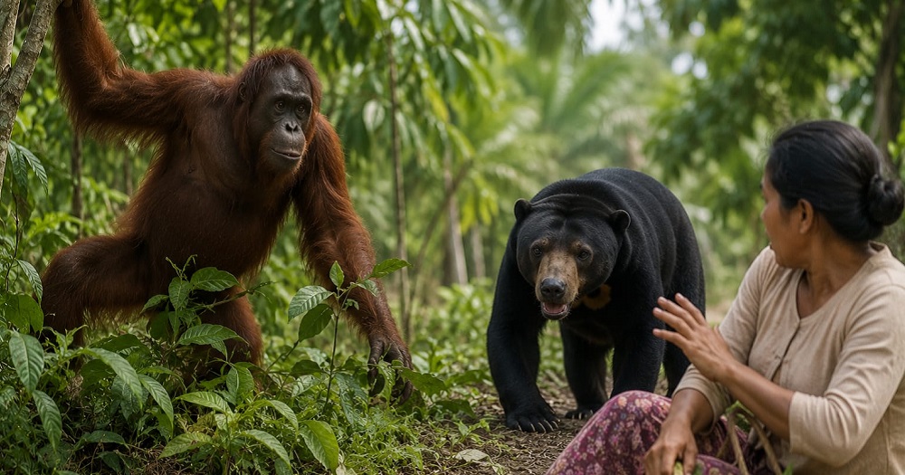 Mencekam! Dua Satwa Liar Muncul dalam Sepekan, Beruang dan Orangutan Bikin Warga Kotim Waspada
