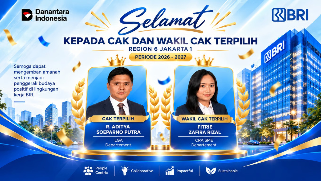 R. Aditya Soeparno Putra Terpilih sebagai Change Agent Koordinator BRI Region 6 Periode 2026–2027