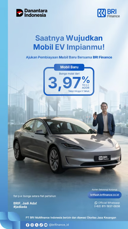 BRI Finance Bidik Pertumbuhan Pasar EV dengan Pembiayaan Bunga Mulai 3,97%