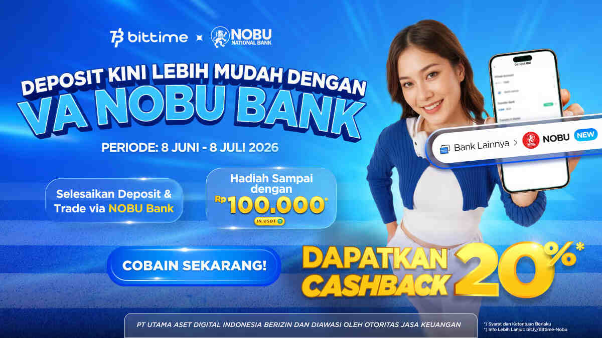 Bittime Gandeng Nobu Bank Hadirkan Program Cashback Investasi Global Instan