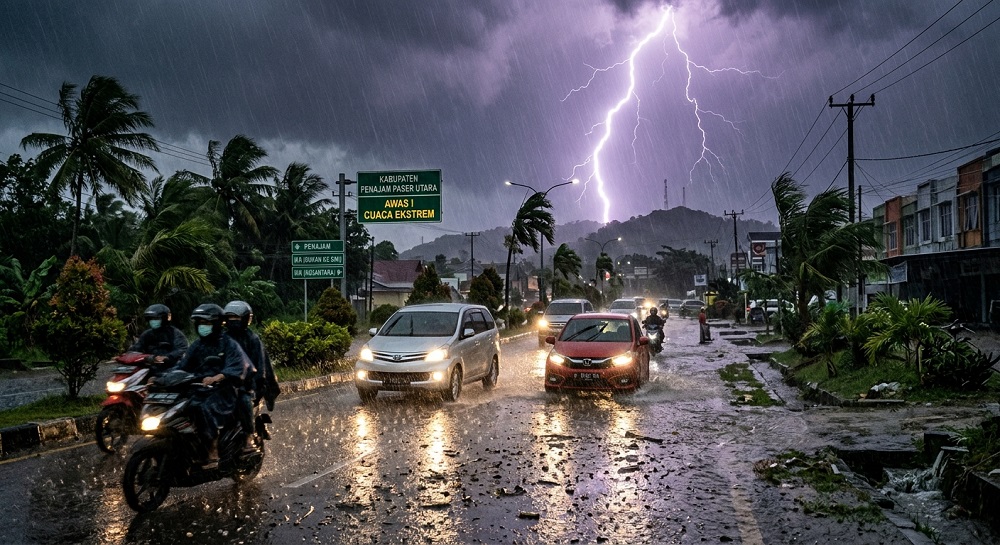 Hingga 14.00 Wita, Waspadai Hujan Petir Angin Kencang di PPU, Paser, Kukar, hingga Samarinda