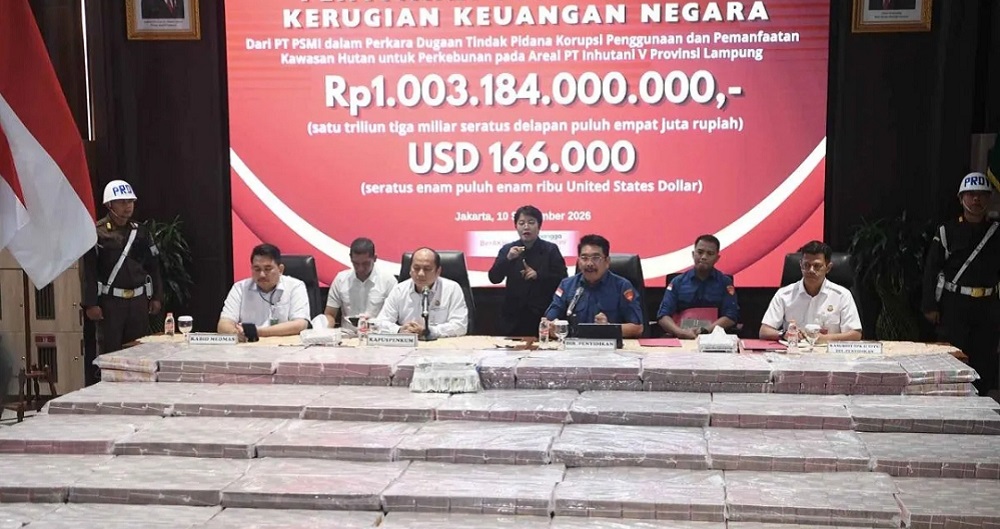Kejagung Pamer Duit Sitaan Lagi, Kali Ini Rp1 Triliun dari PT PSMI Kasus Korupsi Penggunaan Kawasan Hutan