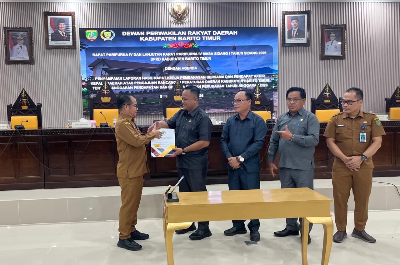 DPRD Barito Timur Setujui APBD-P 2026 Rp1,62 Triliun