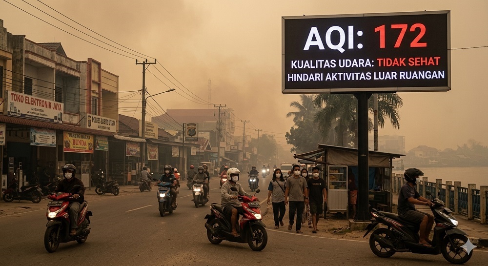 Sedikit Membaik, Kualitas Udara Muara Teweh Masih Tidak Sehat, Berlangsung Seharian Penuh