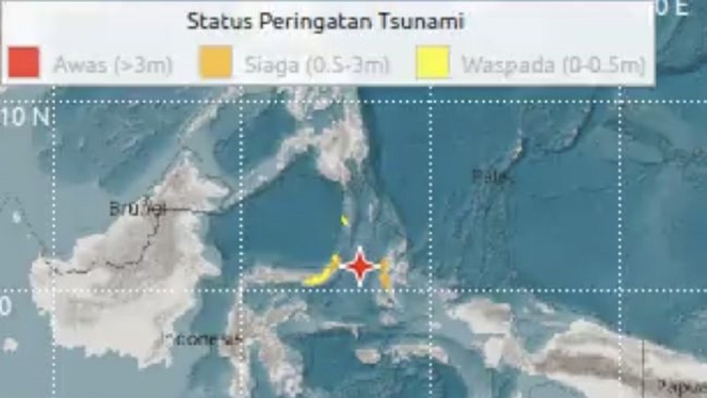 Peringatan Dini Tsunami Gempa Perairan Sulawesi Menyasar Hingga Kaltim dan Kaltara