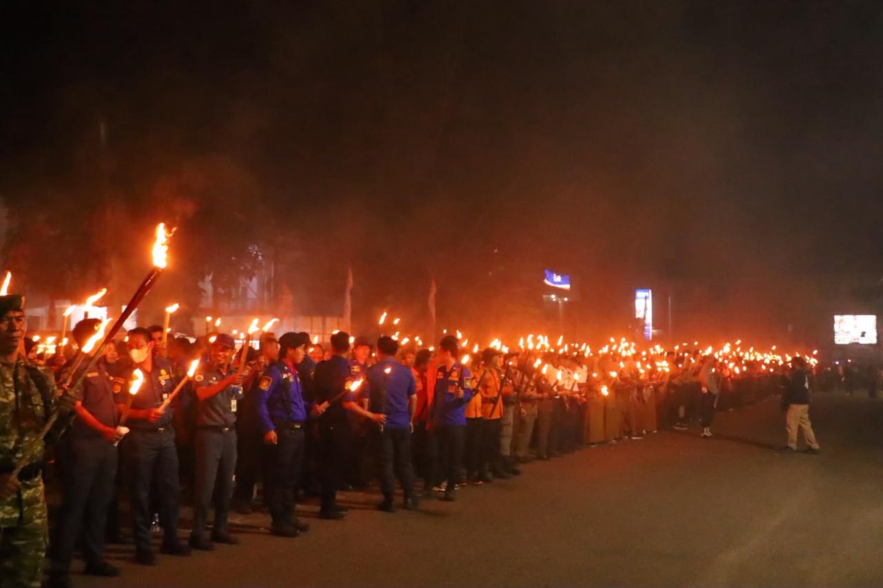 Malam Taptu di Rohil, Kapolres Ajak Warga Kobarkan Semangat Nasionalisme