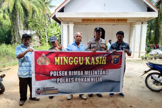 Minggu Kasih, Polsek Rimba Melintang Sambangi Jemaat Gereja di Rohil