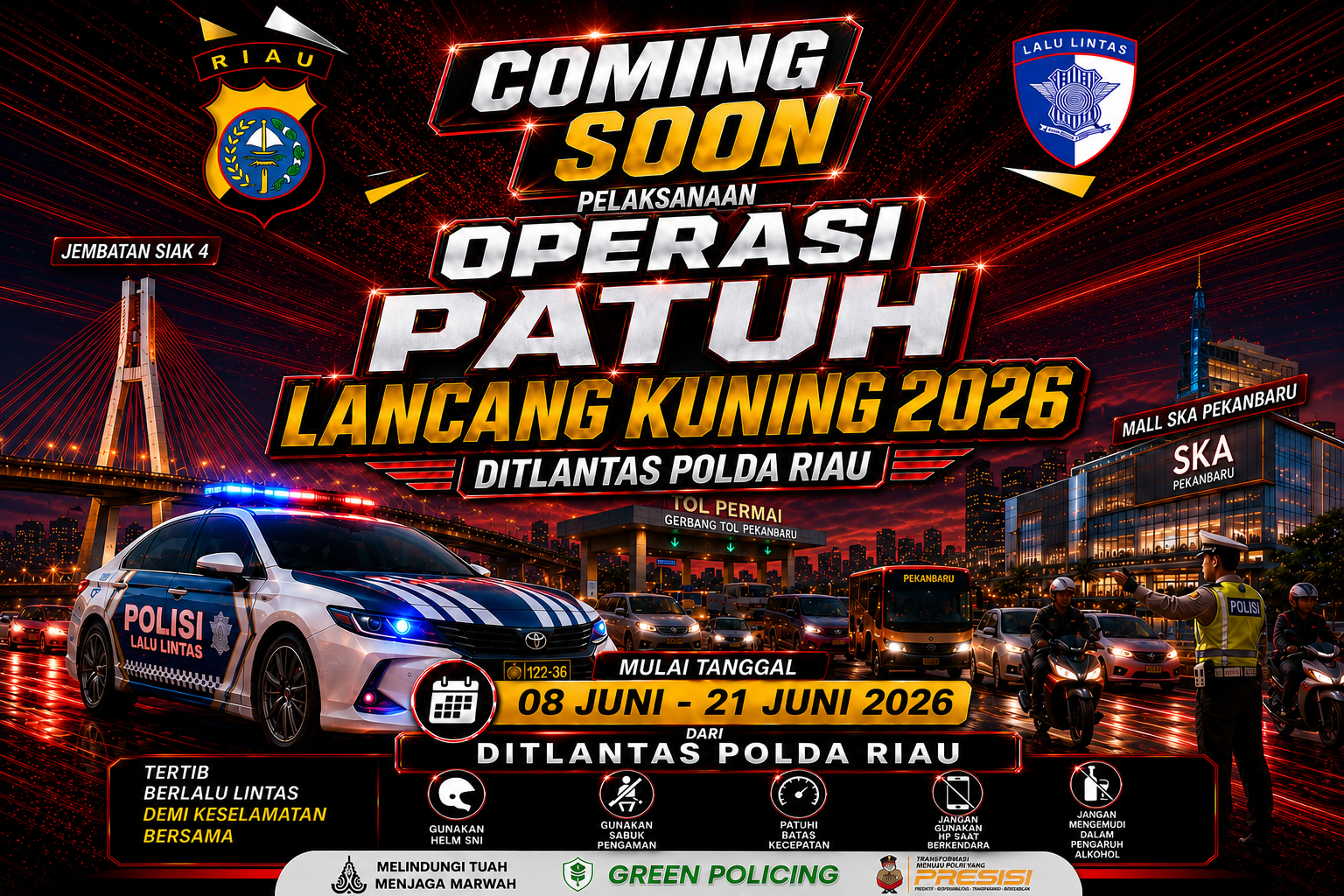 Operasi Patuh Lancang Kuning 2026 Digelar 8 Juni, Ini 10 Pelanggaran Jadi Target Polisi