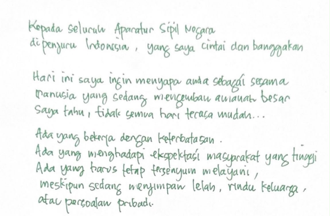 Usai Dikritik DPR, MenpanRB Unggah Surat Tulisan Tangan untuk Seluruh ASN