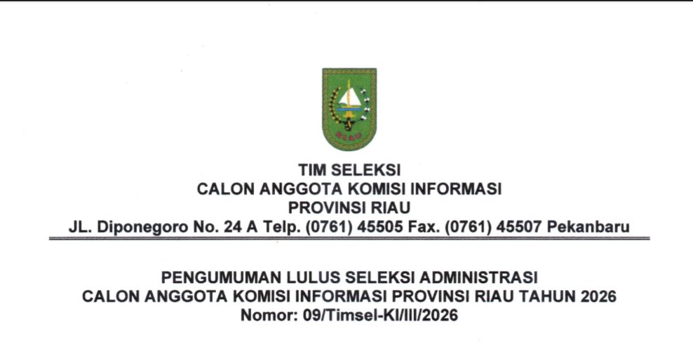 38 Peserta Dinyatakan Lulus Administrasi Seleksi Calon Komunikasi Informasi Riau