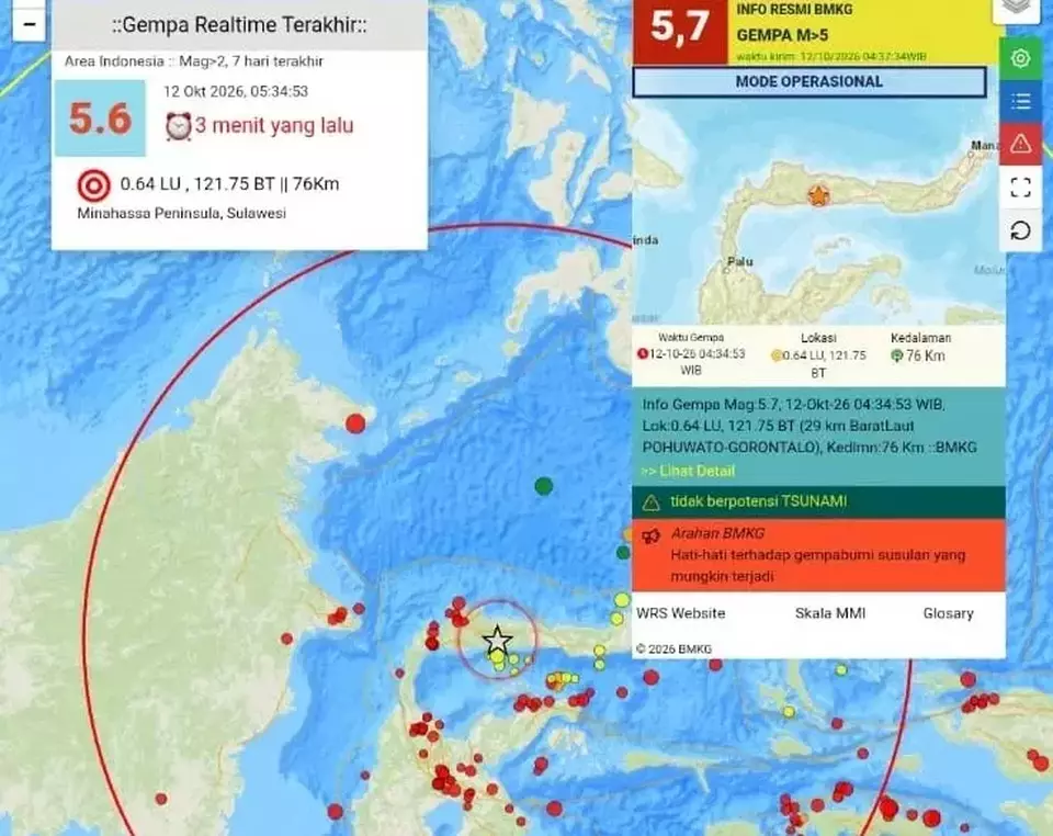 Gempa Guncang Pohuwato, Getaran Terasa hingga Parigi Moutong