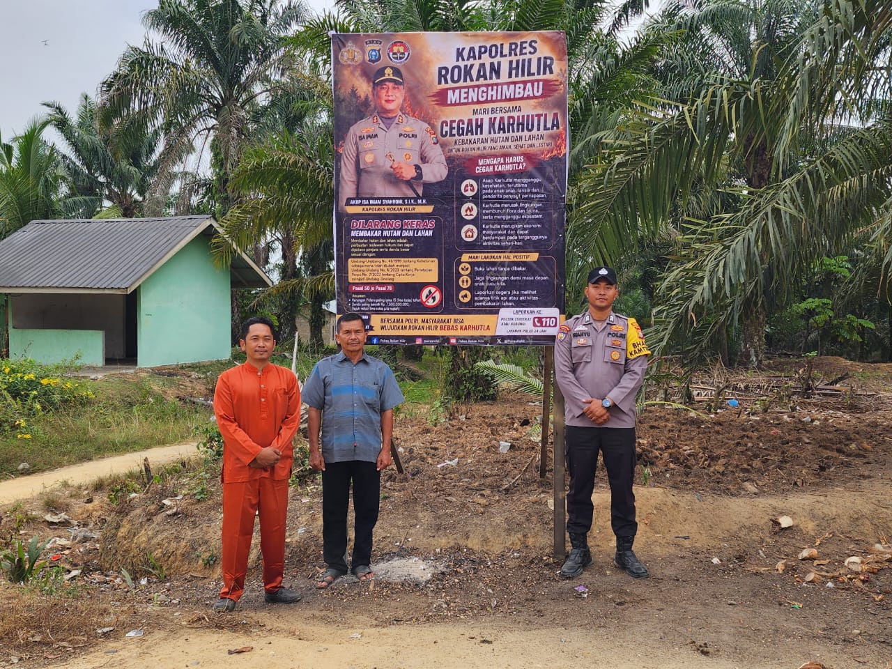 Kapolsek Bangko Pusako Gencarkan Imbauan Cegah Karhutla, Warga Diajak Tak Bakar Lahan