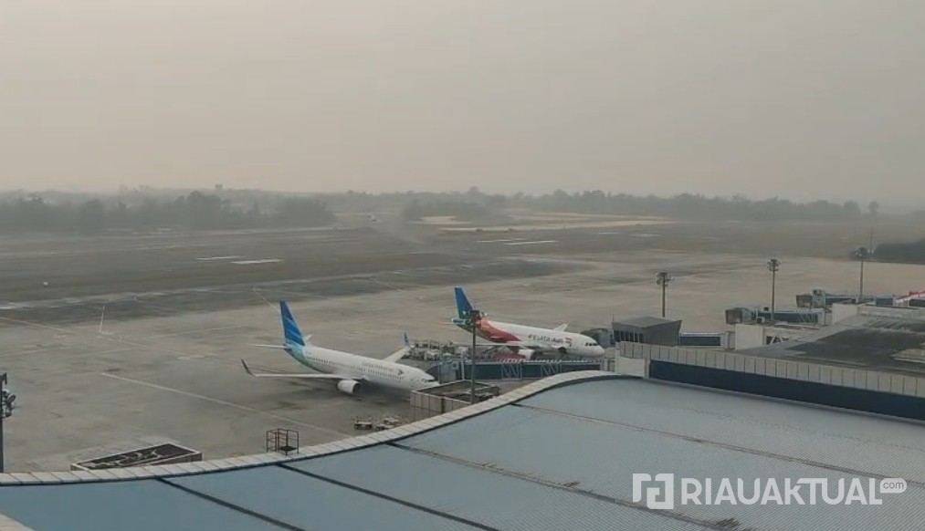 Jarak Pandang di Bandara SSK II Pekanbaru Tembus 5 Km, Penerbangan Normal