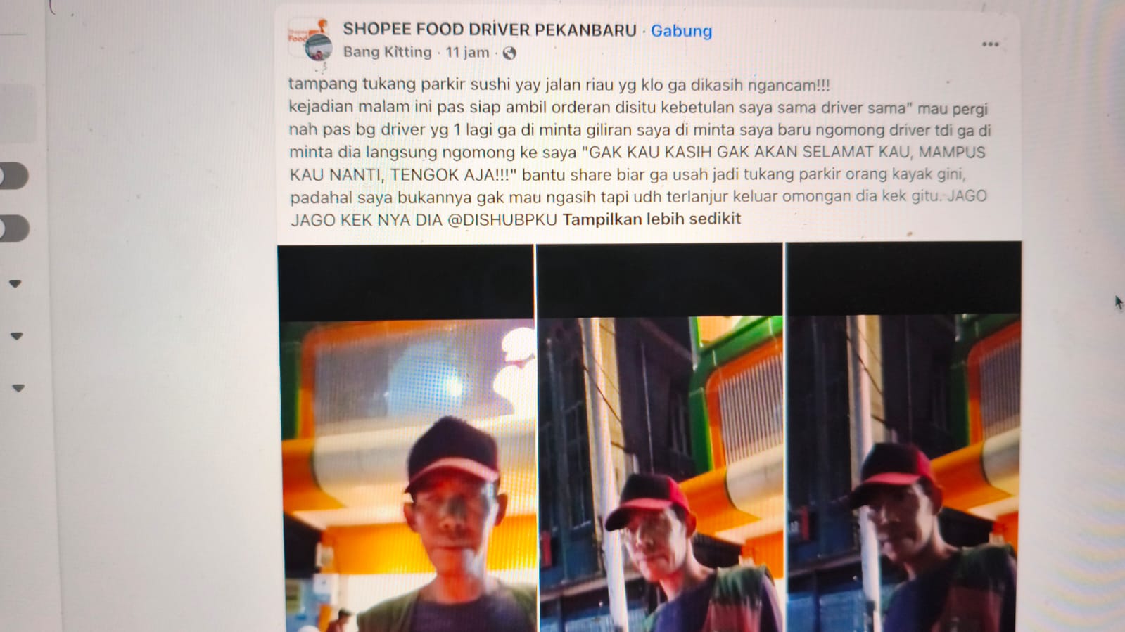 Diduga Ancam Pengemudi Ojol, Dishub Pekanbaru Tindak Oknum Jukir Nakal di Jalan Riau 