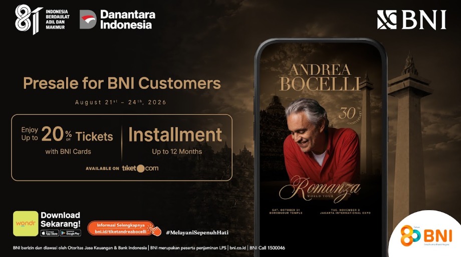 Andrea Bocelli Konser di Indonesia, Nasabah BNI Bisa Dapat Diskon hingga 20 Persen