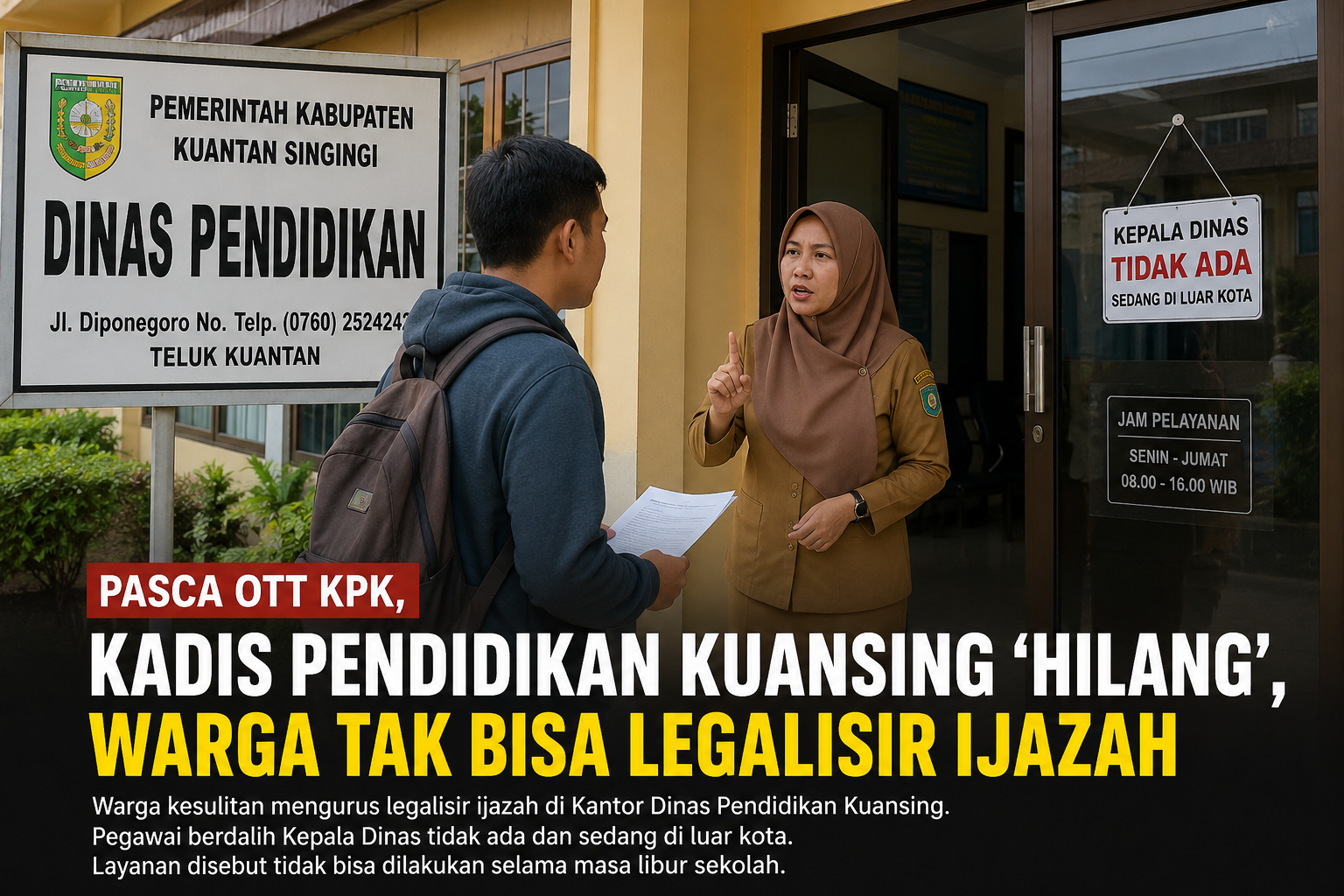 Pasca OTT KPK, Kadis Pendidikan Kuansing 'Hilang', Warga Tak Bisa Legalisir Ijazah