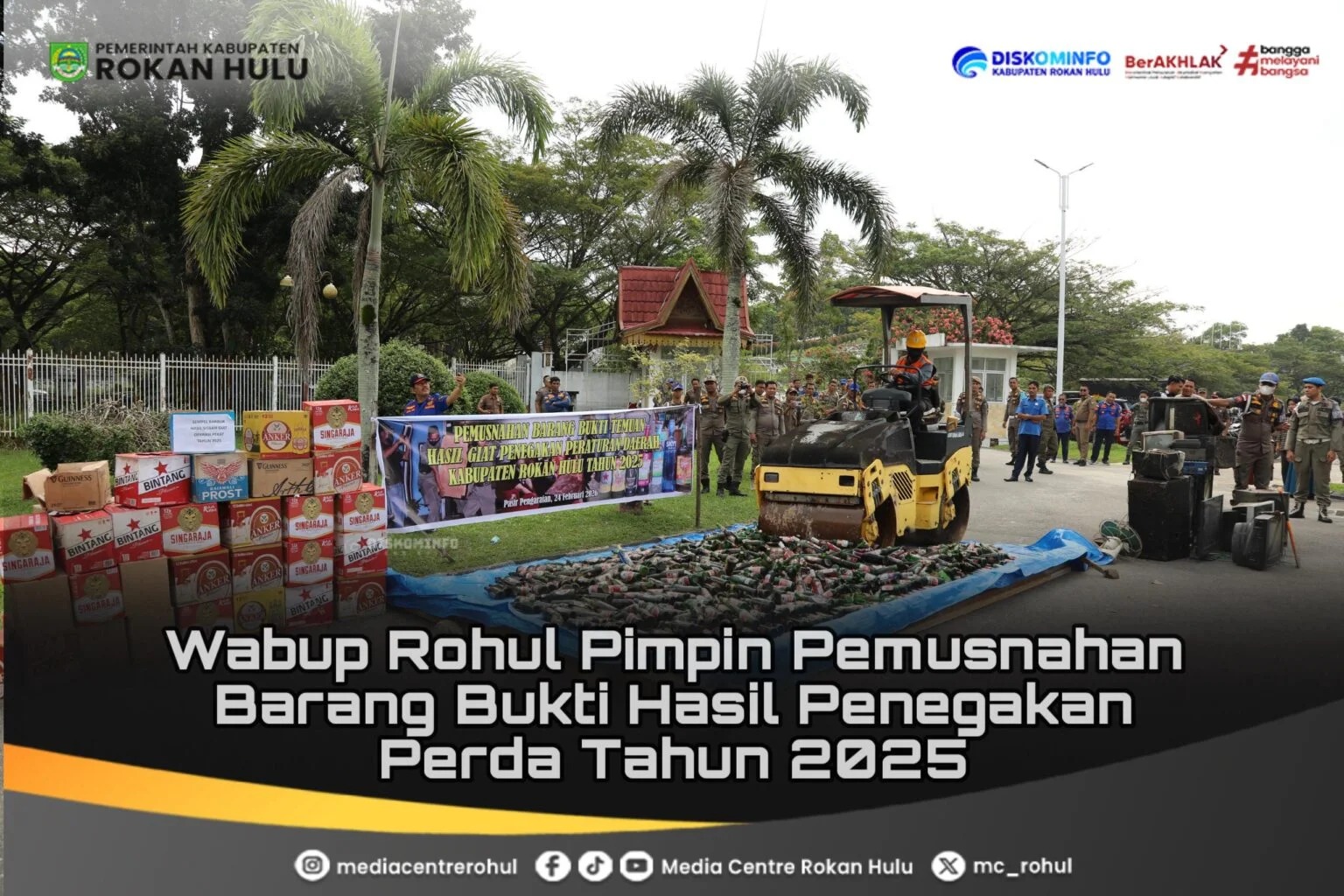 Wabup Rohul Pimpin Pemusnahan Barang Bukti Hasil Penegakan Perda 2025