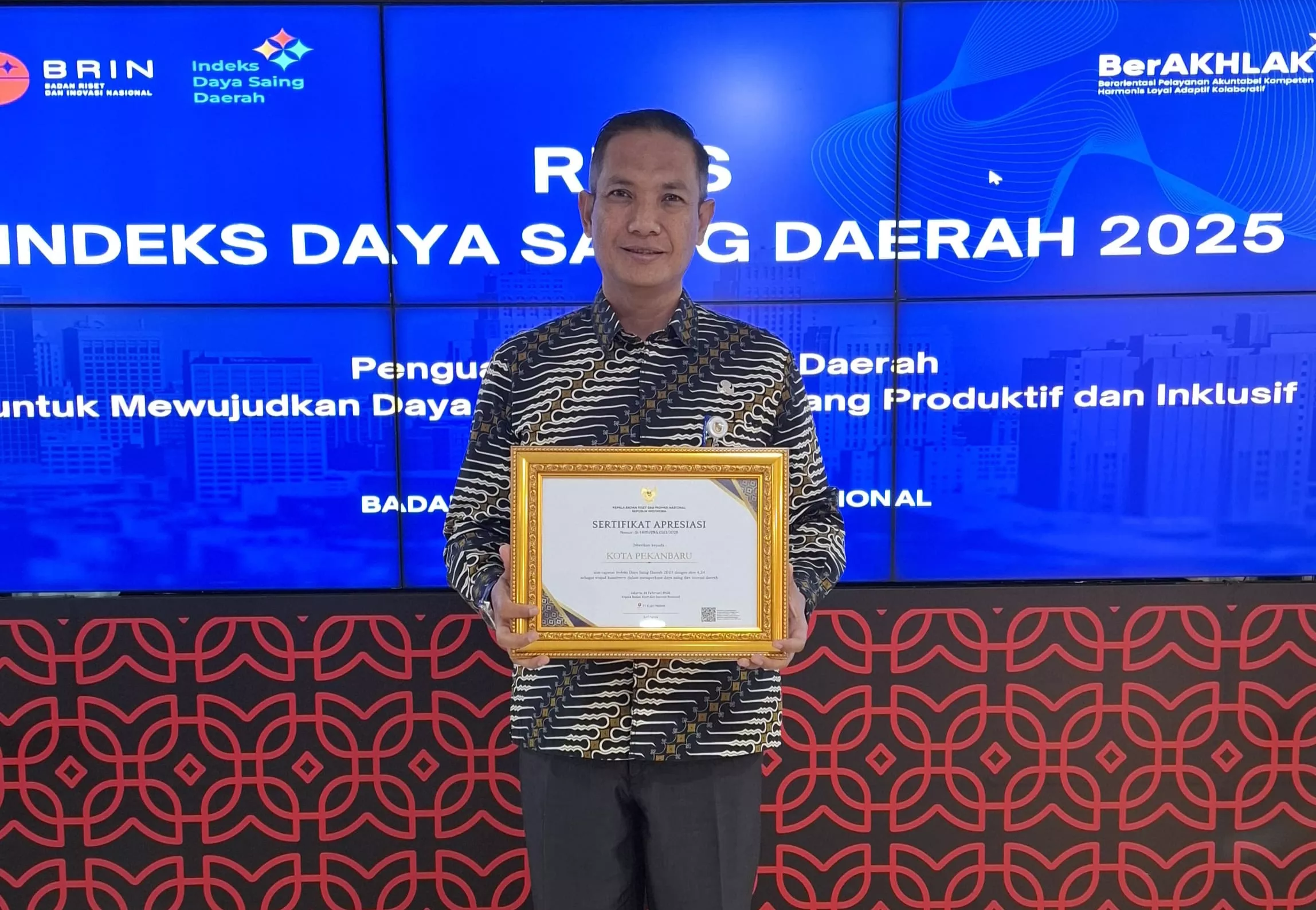 Lampaui Rata-rata Nasional, Skor IDSD Pekanbaru Tahun 2025 Tembus 4,24