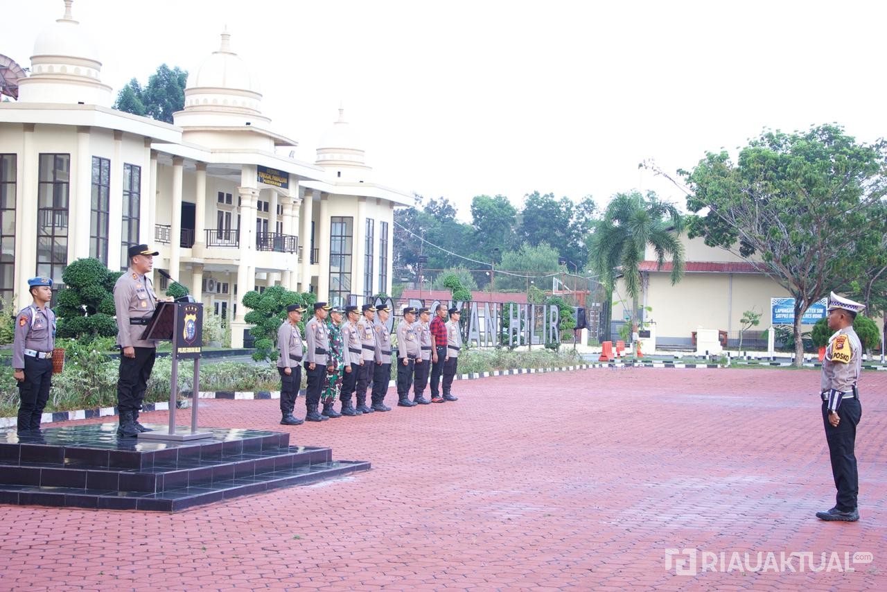 Ciptakan Takbiran Aman di Rokan Hilir, AKBP Isa Pimpin Apel Gabungan TNI-Polri
