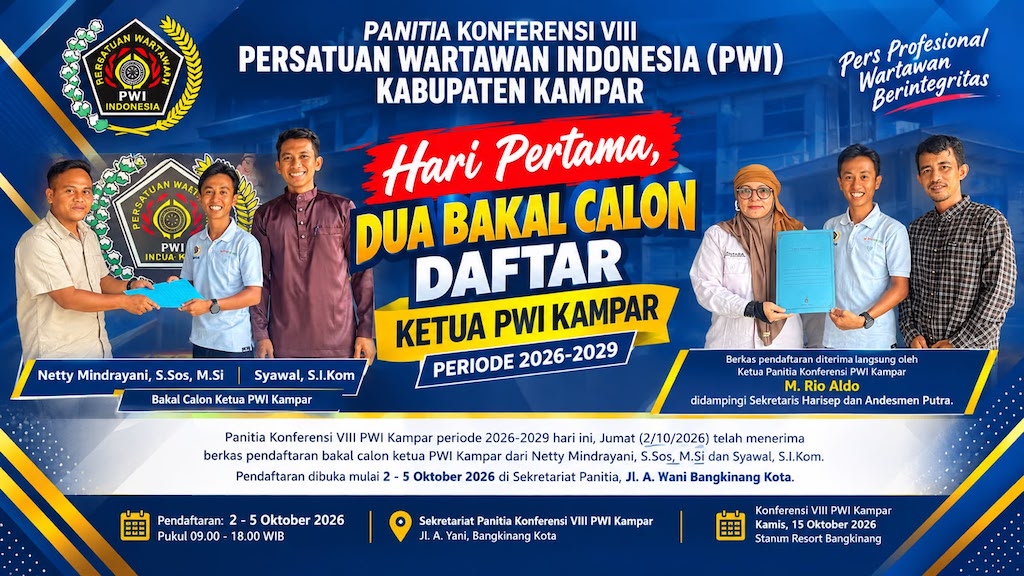 Dua Bakal Calon Daftar Ketua PWI Kampar, Pendaftaran Dibuka hingga 5 Oktober
