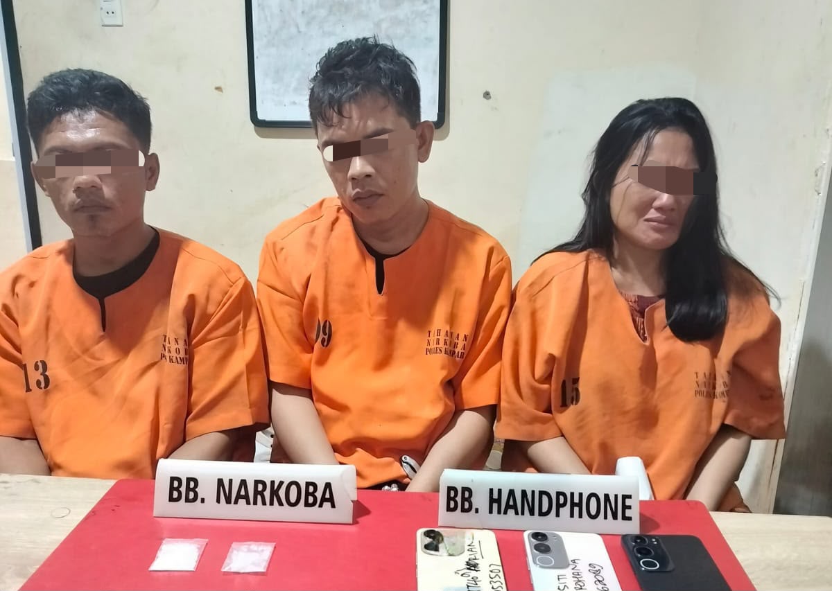 Edarkan Sabu 4,25 Gram, Tiga Orang Ditangkap Satresnarkoba Polres Kampar