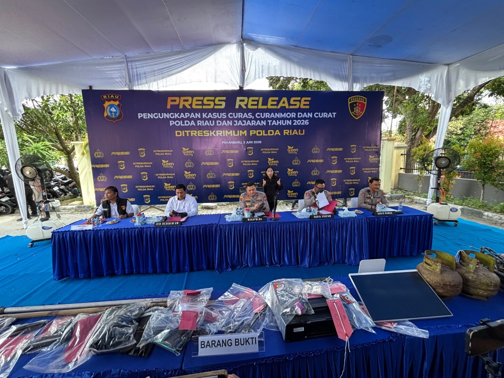 Polda Riau Ungkap 1.333 Kasus Kejahatan Jalanan Selama Januari-Mei 2026, 525 Pelaku Ditangkap