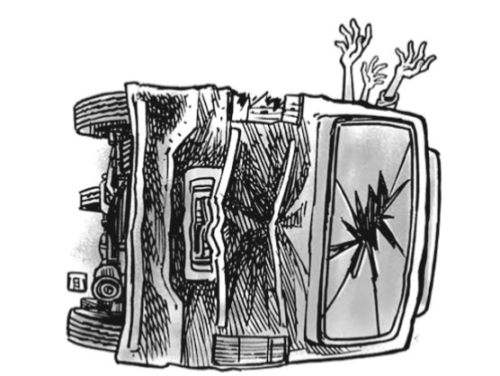 Kendaraan Pengangkut 14 Tahanan Terguling di Dumai