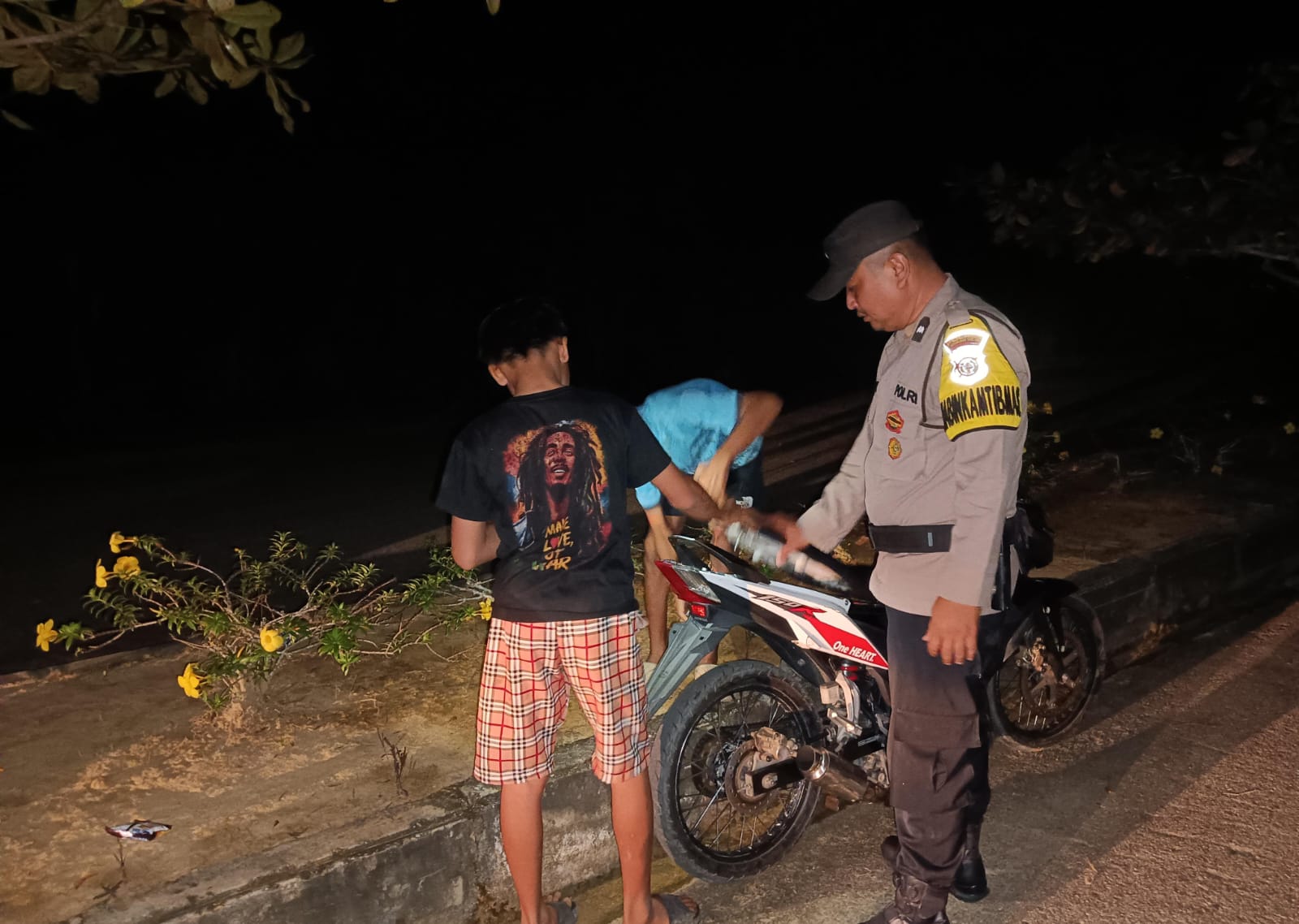Polsek Rimba Melintang Patroli Malam Cegah Kejahatan di Rohil