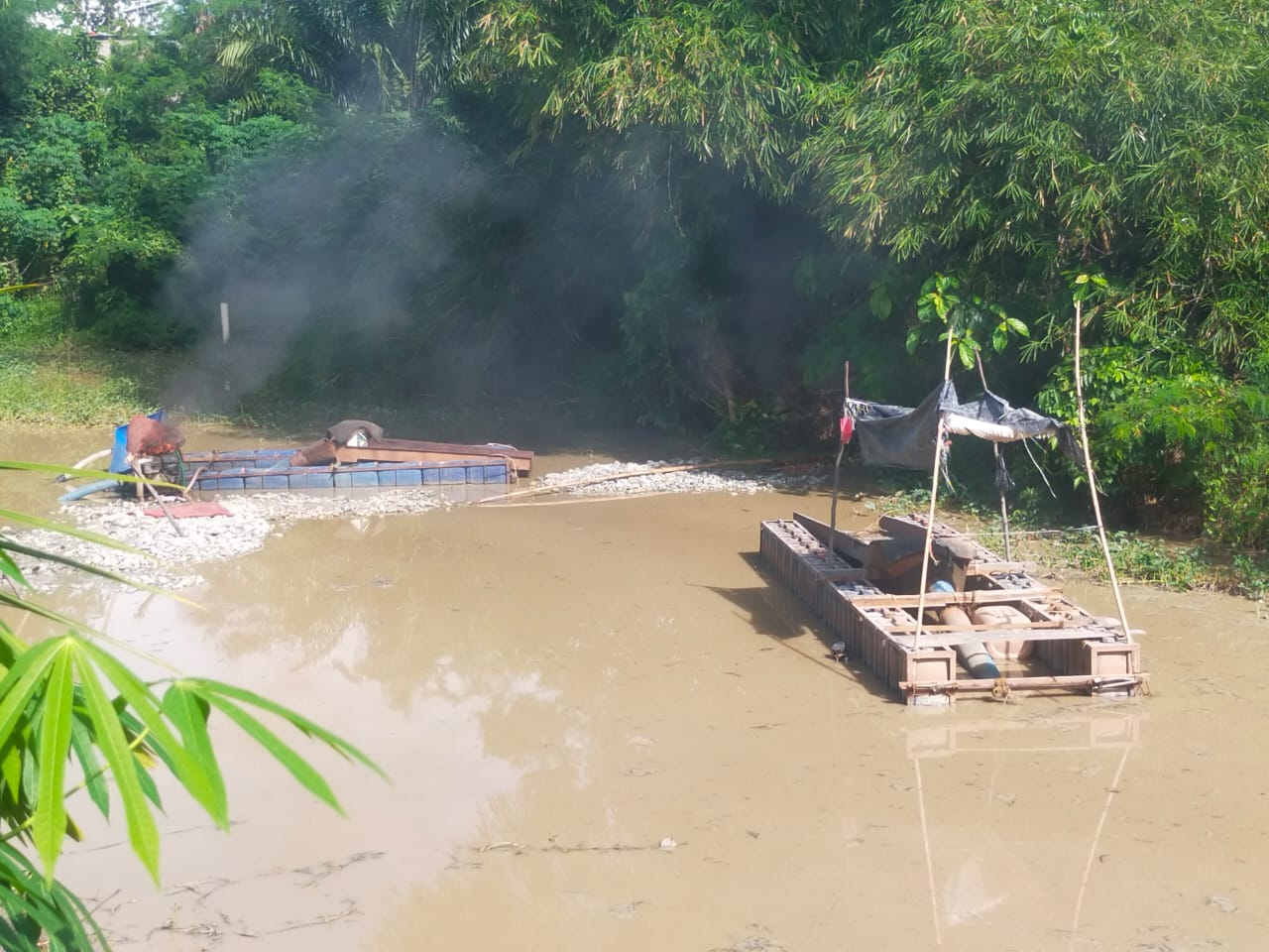 Polisi Musnahkan 3 Alat PETI di Kuansing, Pelaku Kabur