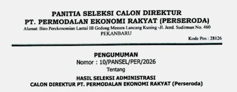 Enam Peserta Dinyatakan Lulus Seleksi Administrasi Calon Direktur PT PER