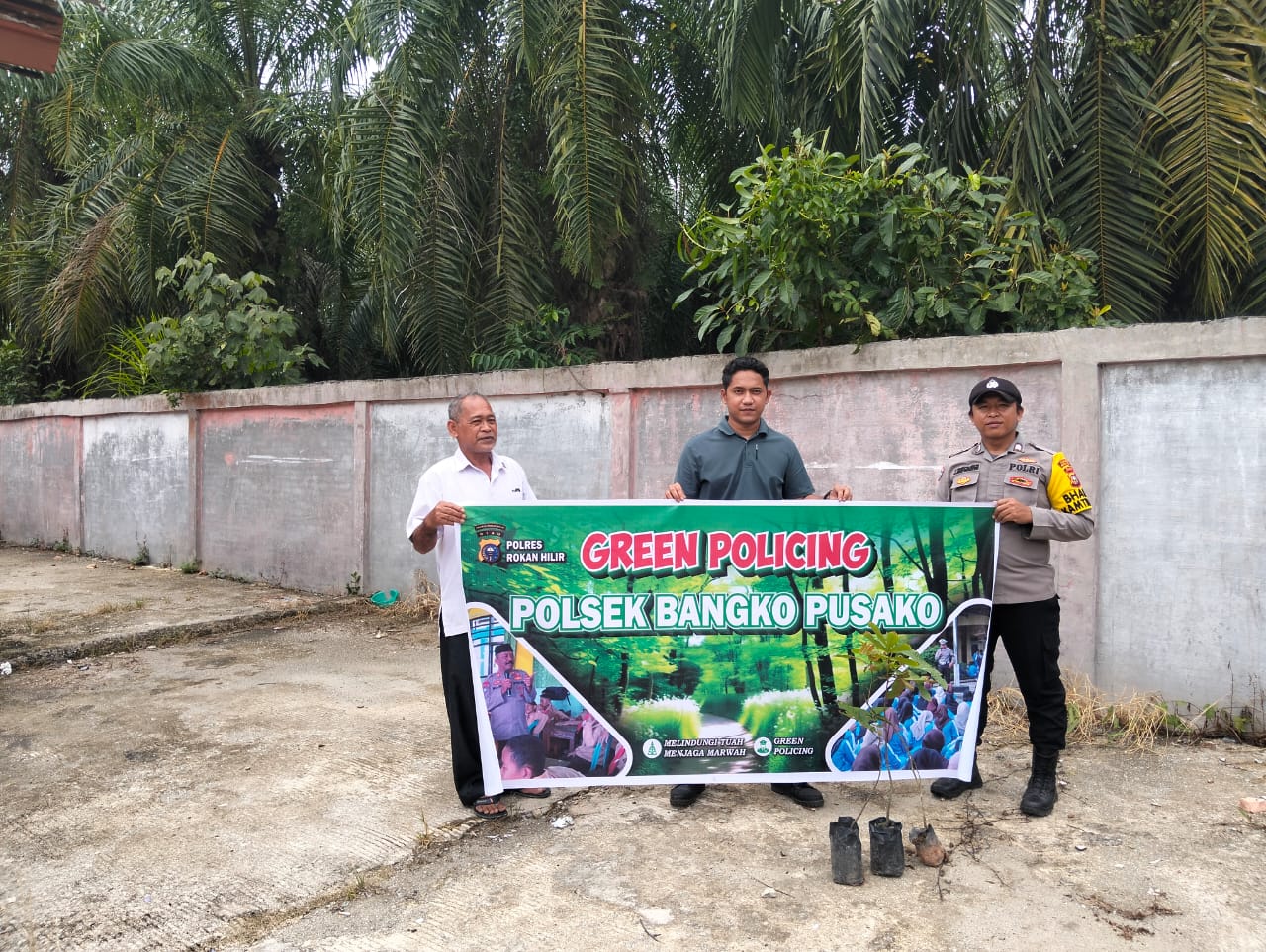 Jaga Lingkungan, Polisi di Rohil Tanam Pohon dan Edukasi Warga Soal Green Policing