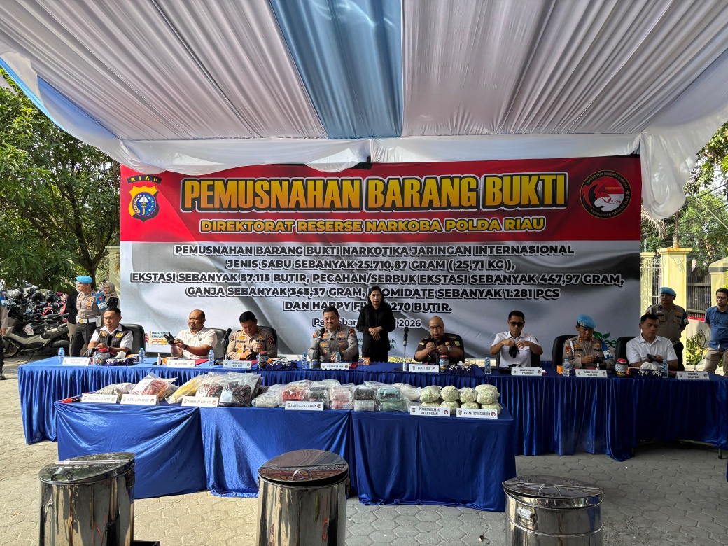 Polda Riau Musnahkan Narkoba Senilai Rp69,7 Miliar