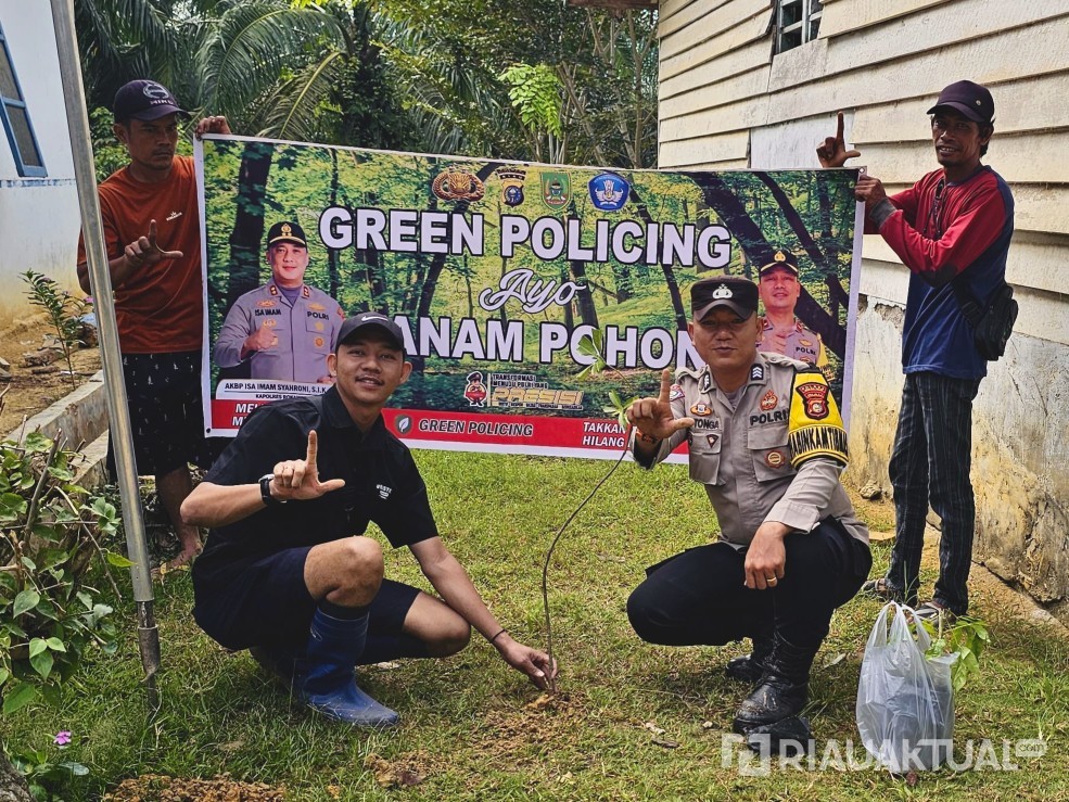 Polsek Rimba Melintang Gaungkan Green Policing dan Tanam Bibit Pohon di Rohil
