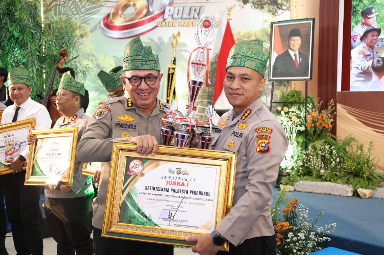Polresta Pekanbaru Borong Tiga Penghargaan Polda Riau di Hari Bhayangkara ke-80