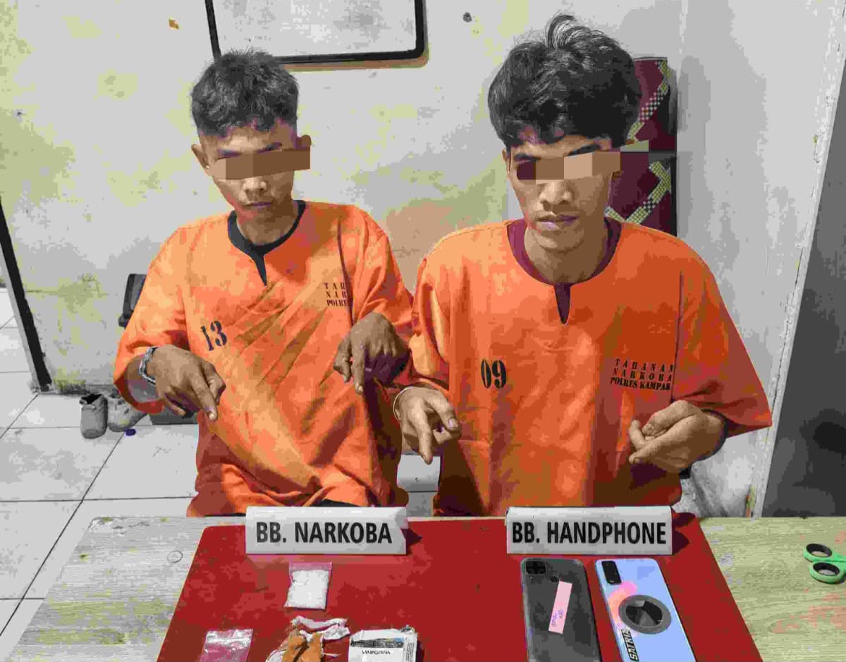 Polsek Kampar Kiri Ringkus Dua Terduga Pengedar Sabu, 12,07 Gram Barang Bukti Disita