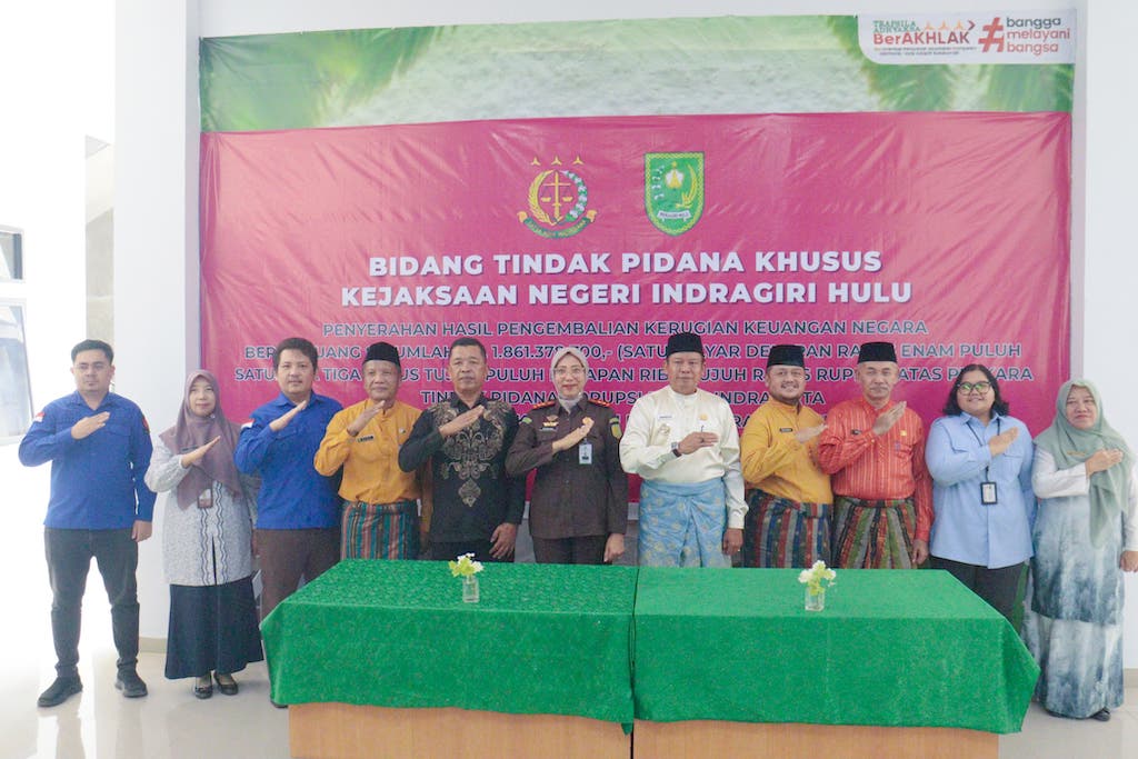 Kejari Inhu Kembalikan Kerugian Negara Rp1,86 Miliar dari Kasus Korupsi BPR Indra Arta