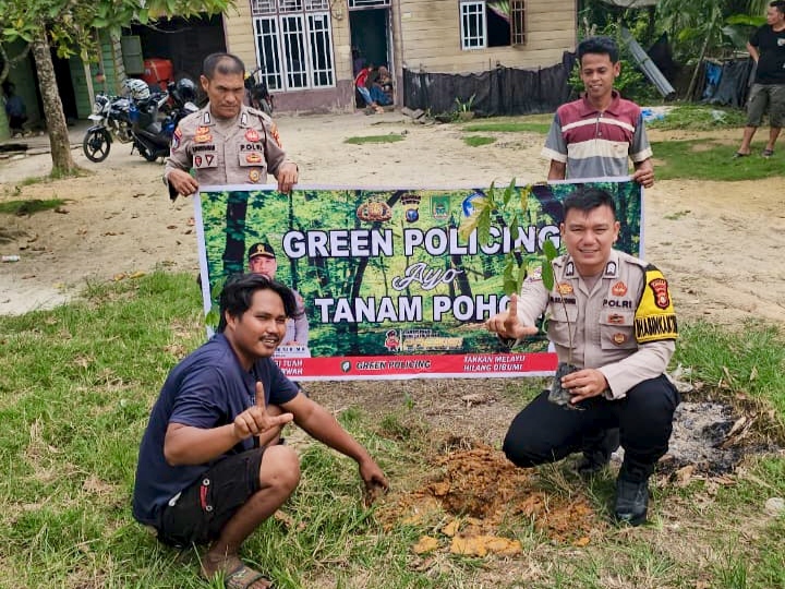 Program Green Policing Terus Dilaksanakan Polsek Rimba Melintang di Rohil