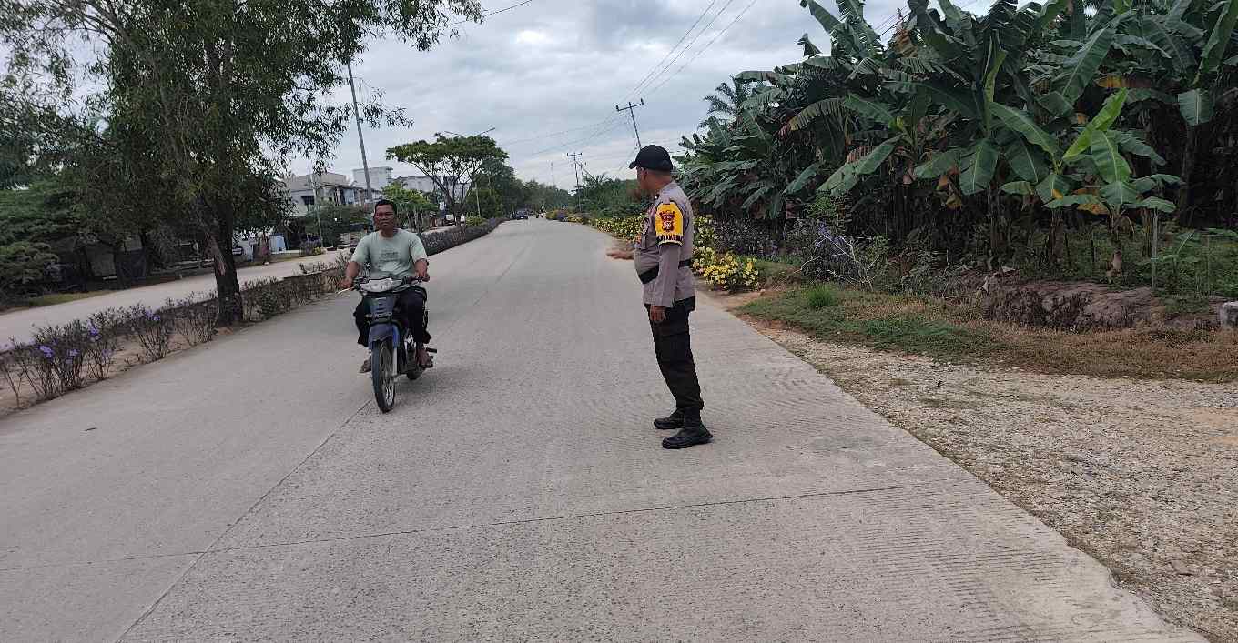 Polisi Gelar Strong Point di Bangko Kanan, Lalin Pagi Dipastikan Kondusif