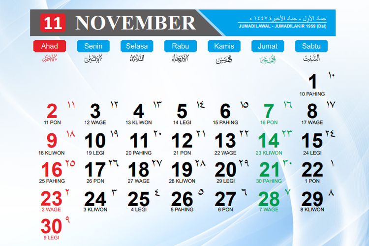 Catat! Ini Daftar Hari Besar Nasional dan Internasional November 2026