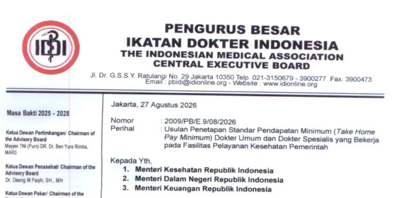 IDI Ajukan Standar Pendapatan Minimum Dokter, Spesialis Diusulkan Rp110,9 Juta per Bulan