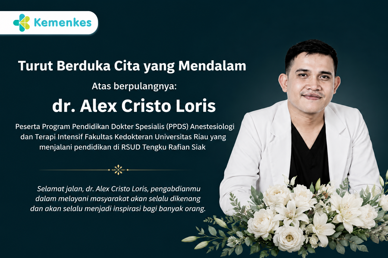 Kemenkes RI Berduka atas Wafatnya Dokter PPDS di RSUD Siak, Minta Tunggu Hasil Penyelidikan Polisi