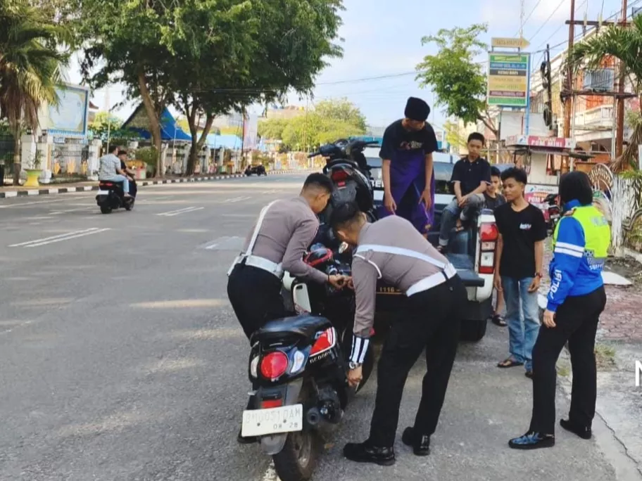 Patroli Subuh, Satlantas Polres Bengkalis Amankan Motor Knalpot Brong